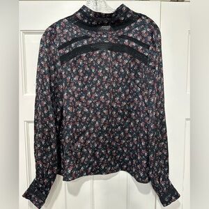 INTERMIX Black and Red Floral Blouse